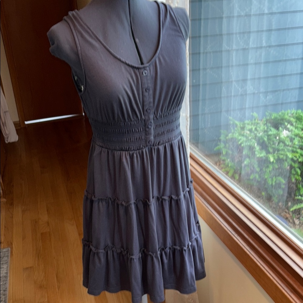 Sleeveless Gray Button-Front Dress